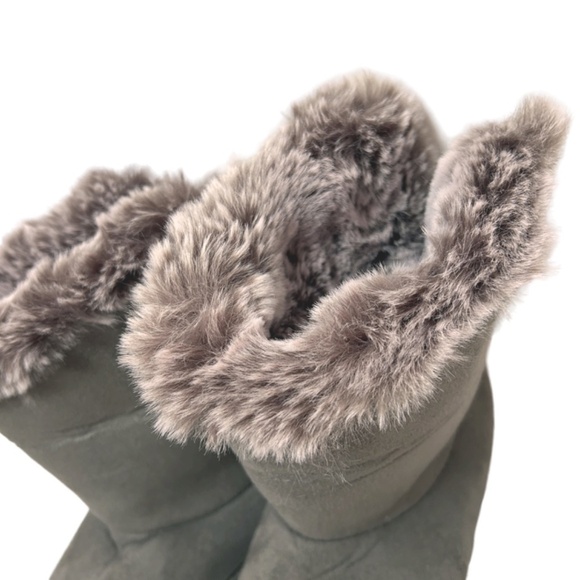 Jessica Simpson Slipper Boot Shoes Plush Faux Fur Lining Vegan Suede Memory Foam - Picture 6 of 11